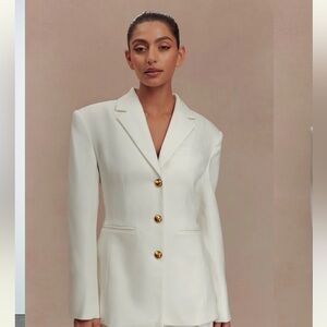 Meshki Cream Blazer with Gold Accents